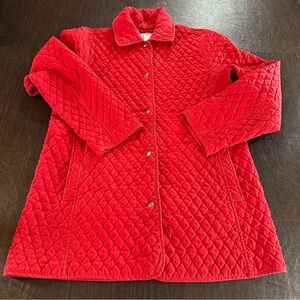 Jones New York Quilted Collared Jacket Red with Gold Buttons Sz M